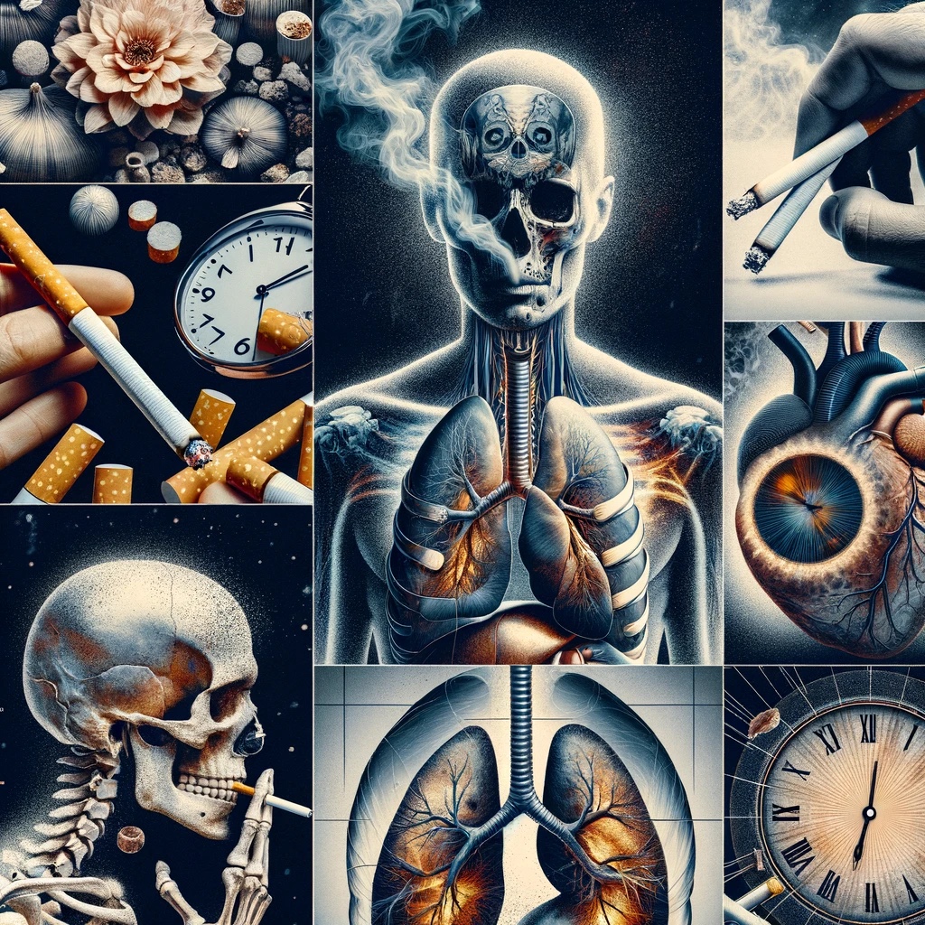 Kollage zum Thema Rauchen und Krankheit - Collage on smoking and diseases