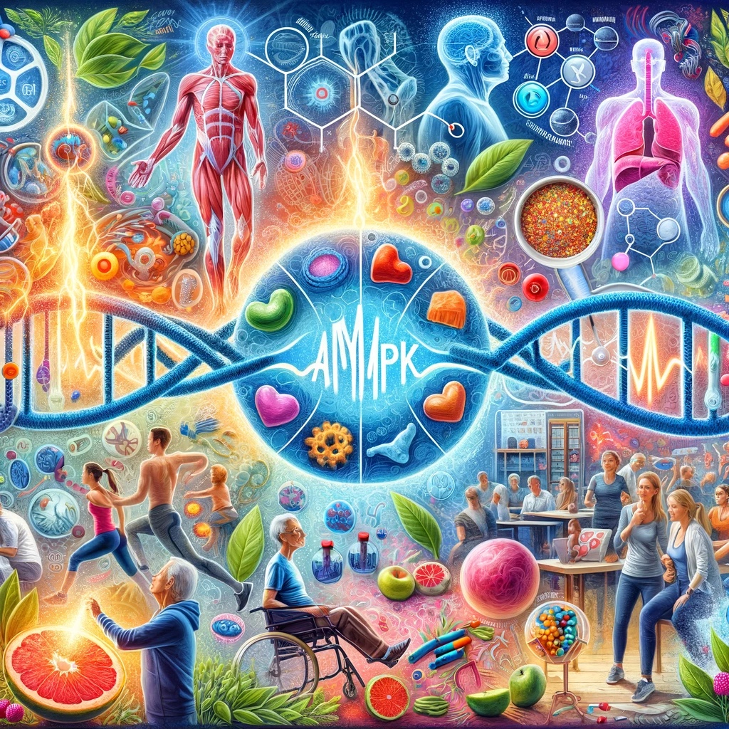 Kollage zum Thema AMPK und Langlebigkeit - Collage on AMPK and longevity