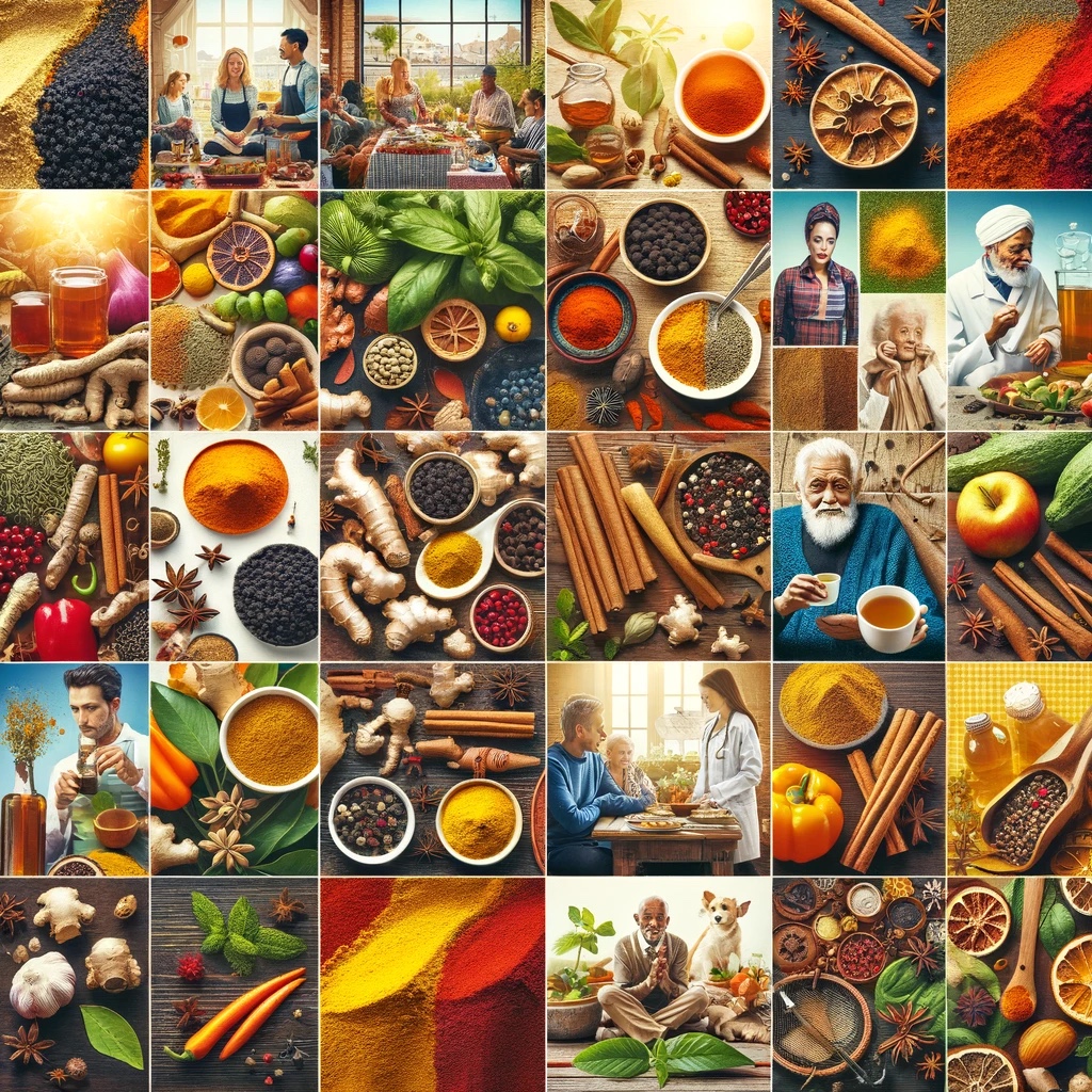Booste dein Leben mit Gewürzen: Entfessele Jugend & Vitalität auf kulinarische Weise! 1 Kollage zum Thema Gewürze und Langlebigkeit - Collage on spices and longevity